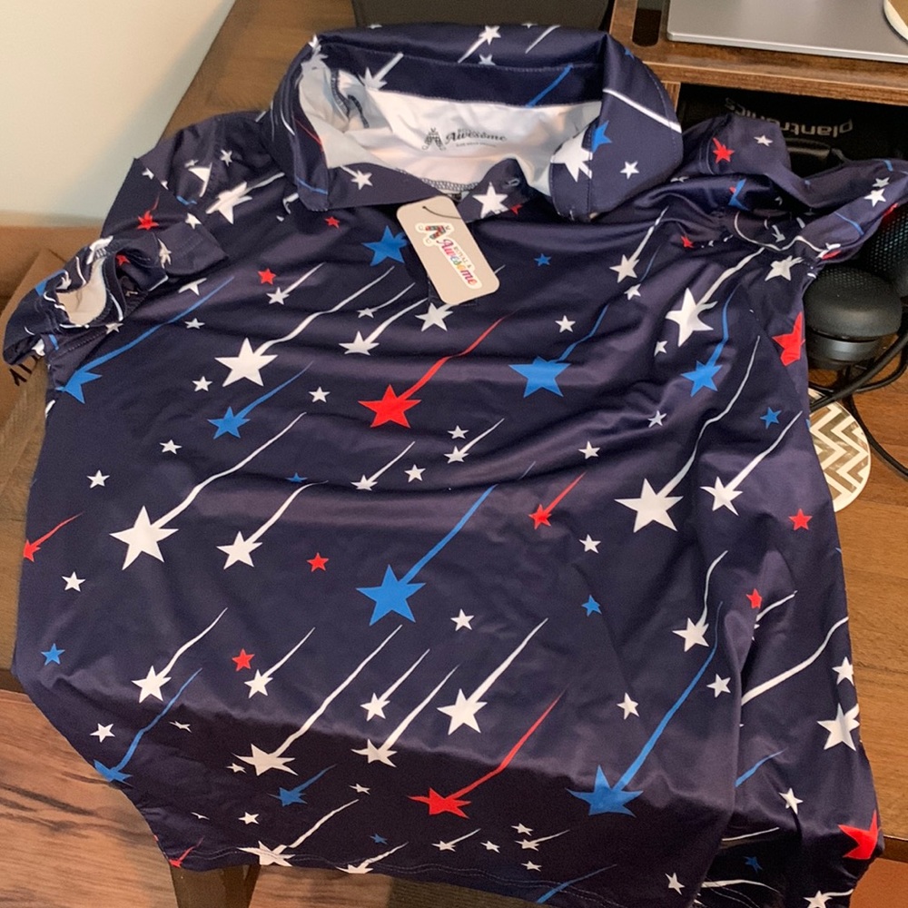Patriotic polo shirt size medium